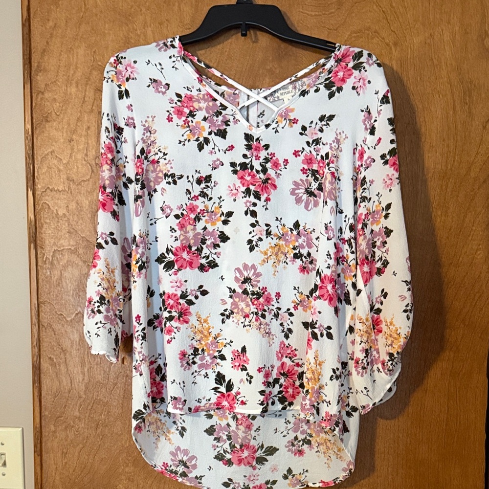 Pink Republic Floral Blouse with Pink and Yellow Accents